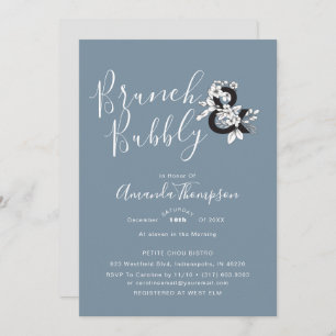 Dusty Blue Ampersand Elegant Floral Bridal Shower Invitation