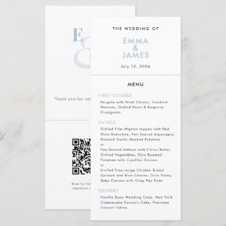 Dusty Blue Ampersand Wedding | QR Code | Elegant Menu