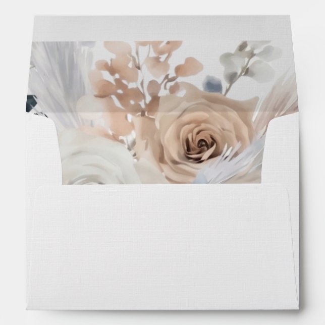 Dusty Blue And Beige Boho Return Address Envelopes (Back (Bottom))