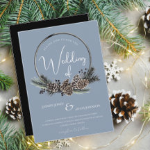 Dusty Blue and Black Christmas Wreath Wedding