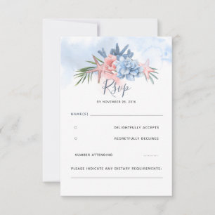 Dusty Blue and Blush Beach Wedding RSVP