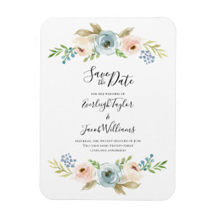 Dusty Blue and Blush Wedding Save the Date Magnet
