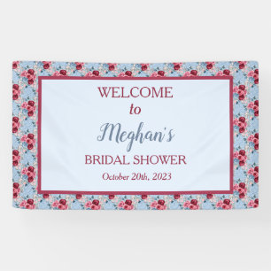 Dusty Blue and Burgundy Bridal Shower Welcome Banner