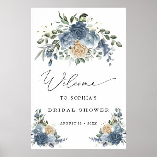 Dusty Blue and Champagne Bridal Shower Welcome Poster