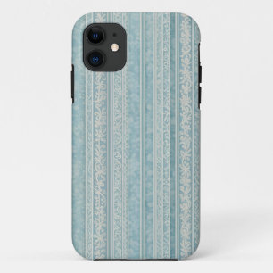 Dusty Blue and Cream Stripes iPhone 11 Case