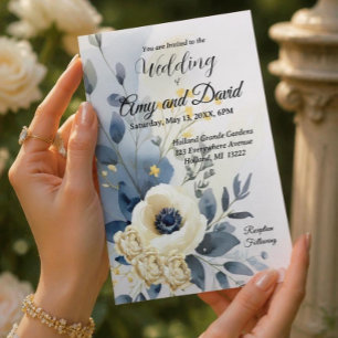 Dusty Blue and cream  Wedding Invitation Acrylic