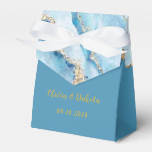 Dusty Blue and Gold Agate Custom Wedding Favour Box