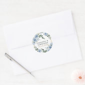 Dusty Blue and Gold Elegant Floral Rustic Wedding Classic Round Sticker (Envelope)
