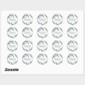 Dusty Blue and Gold Elegant Floral Rustic Wedding Classic Round Sticker (Sheet)