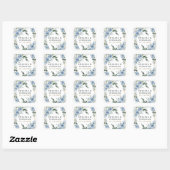 Dusty Blue and Gold Elegant Floral Rustic Wedding Square Sticker (Sheet)
