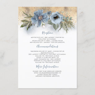 Dusty Blue And Gold Wedding Information Guest Enclosure Card