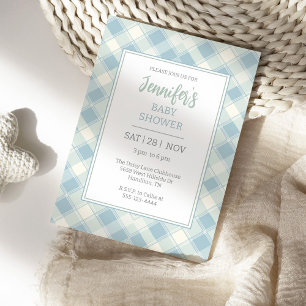 Dusty Blue and Green Baby Shower  Invitation