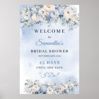 Dusty Blue and Ivory Bridal Shower count down