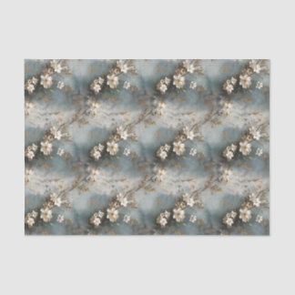 Dusty Blue and Ivory Shabby Floral Decoupage Paper