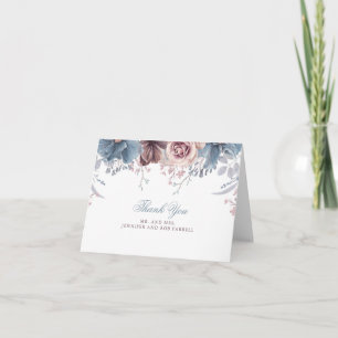 Dusty Blue and Mauve Wedding Thank You Card
