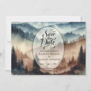 Dusty Blue and Mocha Brown Mountains Save The Date