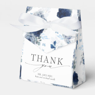 Dusty Blue and Navy Blue Floral Wedding Favour Box