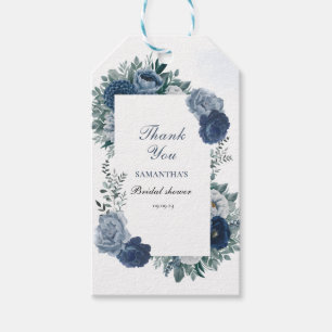 Dusty Blue and navy Floral Bridal Shower Gift Tags