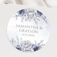 Dusty Blue And Navy Floral Elegant Wedding