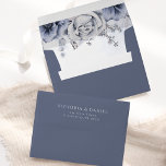 Dusty Blue And Navy Floral Elegant Wedding Envelope<br><div class="desc">Elegant modern floral wedding envelopes featuring dusty blue watercolor flowers with custom name and address.</div>