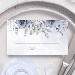 Dusty Blue And Navy Floral Elegant Wedding Place Card<br><div class="desc">Elegant modern floral wedding place cards featuring dusty blue watercolor flowers with handwritten calligraphy.</div>