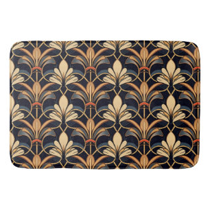 Dusty Blue and Orange Art Deco Bath Mat