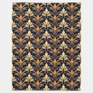 Dusty Blue and Orange Art Deco Fleece Blanket