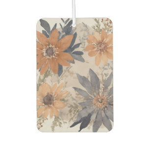 Dusty Blue and Orange Watercolor floral Car Air Freshener