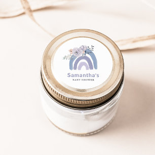 Dusty Blue and Purple Boho   Rainbow Baby Shower Classic Round Sticker