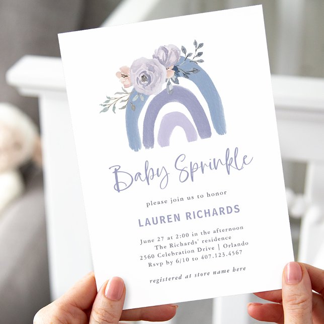 Dusty Blue and Purple Boho | Rainbow Baby Sprinkle Invitation (Creator Uploaded)