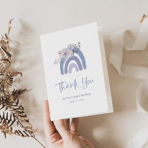 Dusty Blue and Purple Boho Rainbow Thank You Card