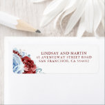 Dusty Blue and Red Flowers Elegant Botanical Return Address Label<br><div class="desc">Floral boho dusty blue and burgundy red flowers address labels</div>