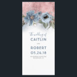 Dusty Blue and Rose Gold Floral Wedding Programs<br><div class="desc">Dusty blue and rose gold glitter watercolor flowers wedding programs</div>