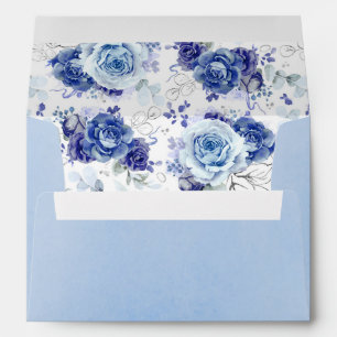 Dusty Blue and Silver Flora Boho Botanical Wedding Envelope