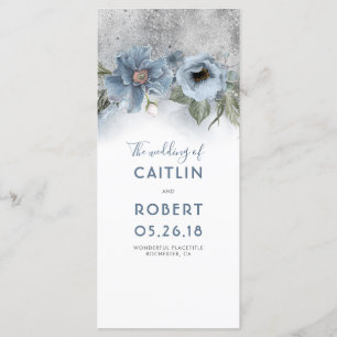 Dusty Blue and Silver Floral Wedding Programs