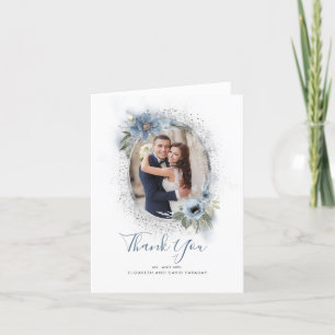 Dusty Blue and Silver Glitter Thank You Photo
