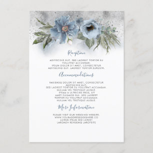 Dusty Blue And Silver Wedding Information Guest Enclosure Card