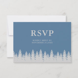 Dusty Blue and Silver Winter Wedding With Meal RSVP Card