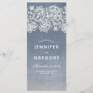 Dusty Blue and Vintage Lace Wedding Programs
