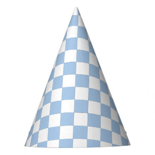Dusty Blue and White Checkered Party Hat