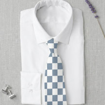 Dusty Blue and White Chequerboard Wedding Tie