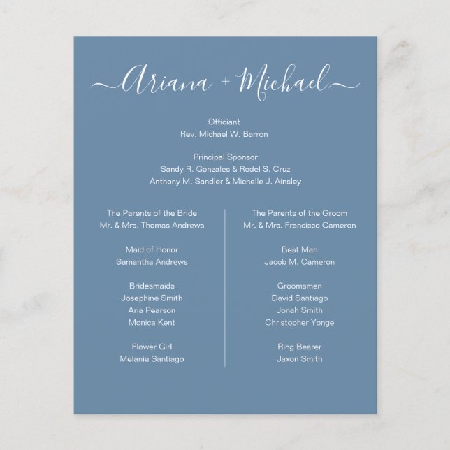 Dusty Blue and White elegant Simple bridal party  Flyer (Front)