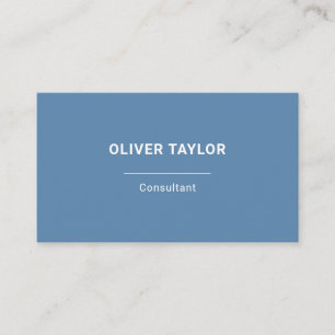 Dusty Blue And White Minimalist Custom Name Text Business Card