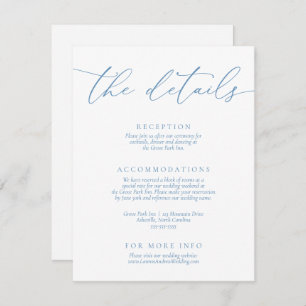 Dusty Blue and White Modern Minimalist Wedding Enclosure Card