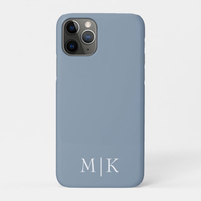 Dusty Blue and White | Modern Monogram Case-Mate iPhone Case (Back)