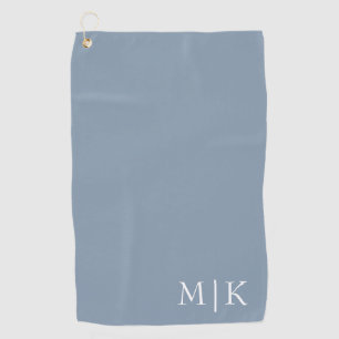 Dusty Blue and White   Modern Monogram Golf Towel