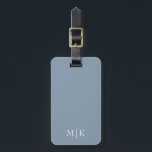 Dusty Blue and White | Modern Monogram Luggage Tag<br><div class="desc">This modern luggage tag design features a Dusty Blue background,  with your initials in bold white text for a look that is simple and stylish,  yet professional.</div>