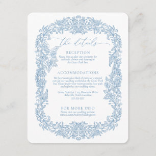 Dusty Blue and White Modern Rounded Corner Wedding Enclosure Card