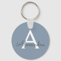 Dusty Blue and White Monogrammed