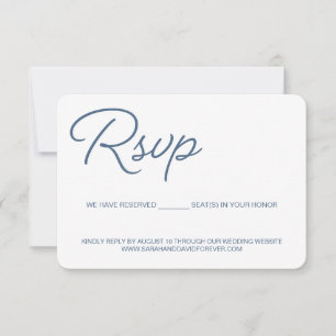 Dusty Blue and white RSVP wedding reserved seat Card